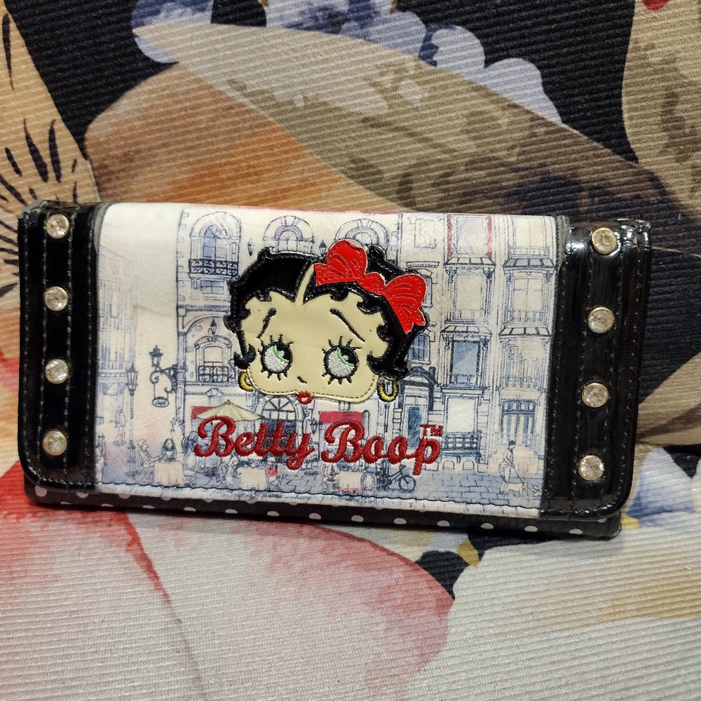 Betty Boop Rhinestone Studded Wallet - Picture 1 of 9